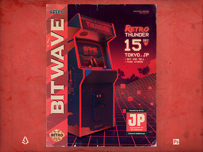 Retro Gaming Flyer 80s Bitwave Arcade Cover 1980s 80s arcade cabinet cover cyberpunk flyer gaming poster retro gaming retrogaming retrowave synthwave template