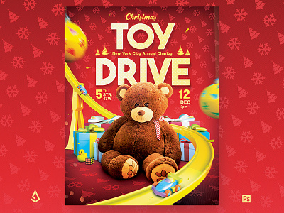 Toy Drive Flyer Christmas Charity Donations Template