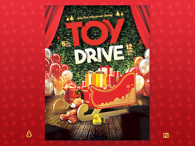 Toy Drive Flyer Kids Christmas Event Template charity children christmas community donations flyer kids nonprofit photoshop template toy drive