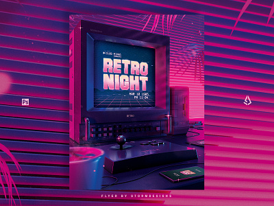 Retro Gaming Night Flyer 80s Vaporwave Poster 1980s 80s arcade cyberpunk flyer gamers indie pink retro retro gaming retrogaming retrowave synthwave video games