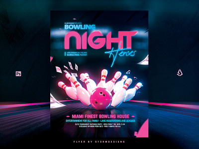 Bowling Night Flyer Photoshop Template