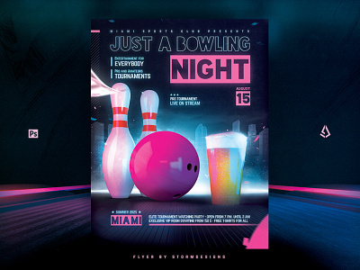 Bowling Night Flyer Poster Template