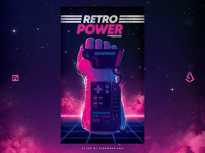 Retro Power Flyer 80s Vaporwave Gaming Poster 1980s 80s aesthetics gamers neon power glove retro retro gaming retrowave synthwave vaporwave vintage