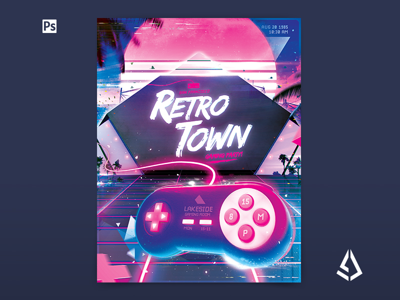Retro Gaming Flyer III - Classic Gaming Neon Template by ...