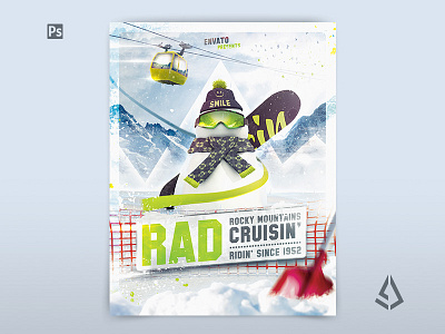 Snowboard Flyer Snowboarding Poster Template