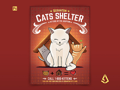 Cat Shelter Kitten Rescues Flyer Template animal shelters animals cat cat adoption cat shops cats shelters centres designer felines feral cats flyer kitten kitty layout orphans pet print ready promotion rescues template