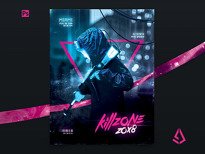 Synthwave Flyer v6 Cyberpunk Retrowave Poster