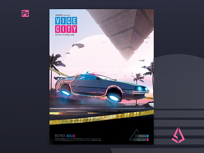 Synthwave Flyer v8 Cyberpunk Vice City Retro Poster 1980s 80s cyberpunk flyer electro flyer futurewave gaming miami movie music neon post poster retro retrogaming retrowave sci fi synthwave