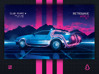 New Wave Flyer v4 Synthwave Poster Layout Retrowave World 1980s 80s car classic cyberpunk electro futurewave futuristic music neon new wave new wave flyer new wave songs poster retro sci fi synthwave flyer vaporwave