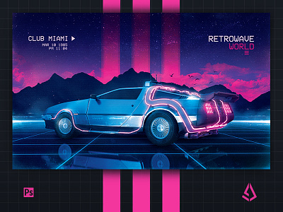 New Wave Flyer v4 Synthwave Poster Layout Retrowave World