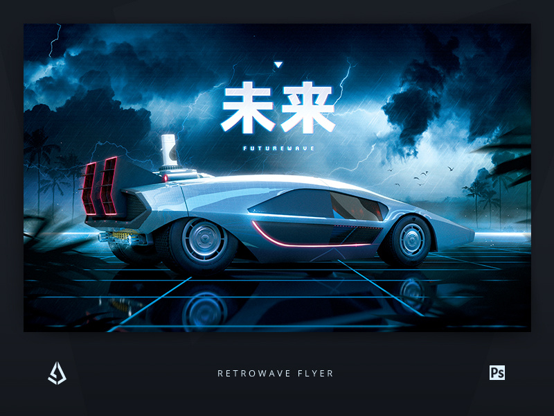 Synthwave Flyer Retrowave 1980s Futurwave Electro Poster by Storm Designs on Dribbble