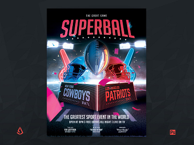 American Football Superbowl Flyer College Football Template american football college football flyer football football game lii match nfl party playoffs poster sport flyer super ball super bowl superball superbowl template