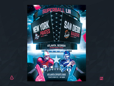 American Football Super Bowl Flyer College Match Template