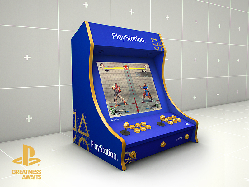 Sony Playstation Arcade Bartop Cabinet Mockup Retro Gaming By