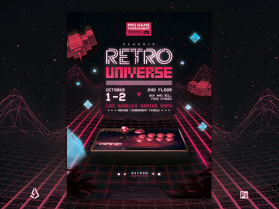 Retro Gaming Flyer Arcade Stick 80s VHS Template