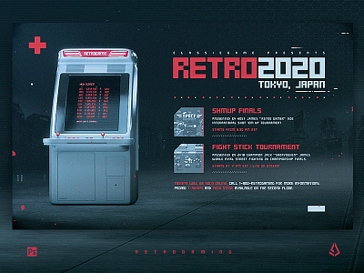Retro Gaming Flyer SHMUPS Arcade Cabinet Mock Up Template
