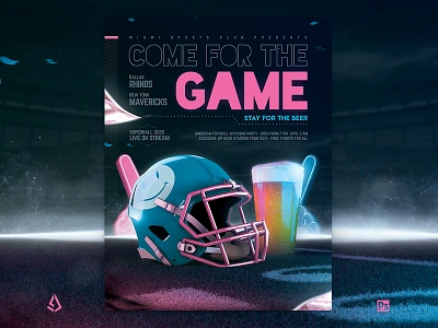 Football Game Flyer v9 Super Bowl Party Template american football college football flyer football football game lii match nfl party playoffs poster sport flyer super ball super bowl superball superbowl template