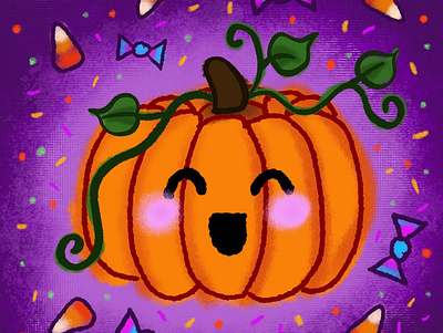 Cute Lil Punkin art autumn candy candy corn cute drawing fall halloween illustration jack o lantern procreate pumpkin