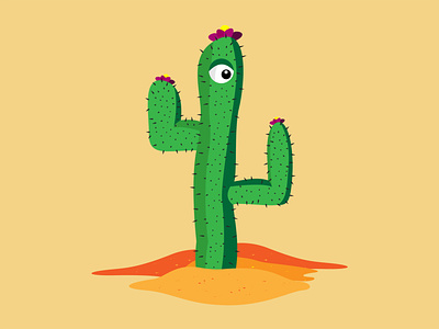 Desert Spy adobe illustrator art cactus cute desert design eye green hot illustration plant sand spy vector