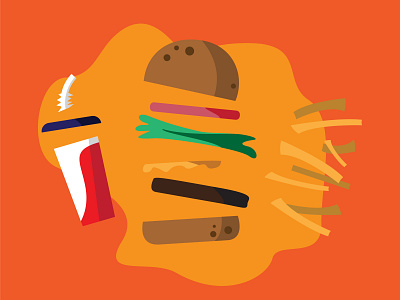 Fast Fewd adobe illustrator art beverage burger coke design fast food food french fries fries illustration pop soda soft drink vector