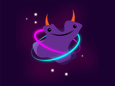 Blobby Boi adobe illustrator alien art cute demon design devil drawing horns illustration neon space vector