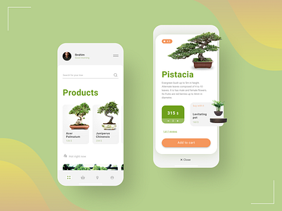 Bonsai UI app 2020 2020 design app bonsai shop ui ui ui 2020 ui design uidesign uiux ux