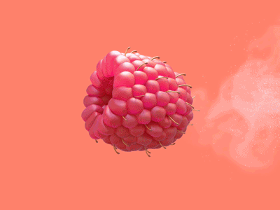 Raspberry-licious 3d 3d animation color design effect freeze fruit fx houdini illustration mograph motion raspberry transform tropical