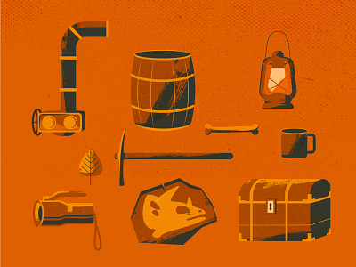 Object adventure 2d avatars aventure color exploration flatdesign illustration orange underground vector