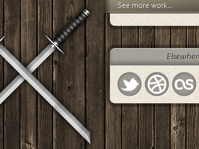 Web Ninja dribbble icons lastfm portfolio shadow swords twitter wood