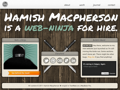 Hami.sh 2011 (Released!) designer hamish new ninja programmer site sword web ninja