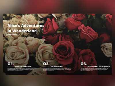 Alice's Adventures in Wonderland Website adobexd aliceinwonderland homepageui minimal roses simple ui