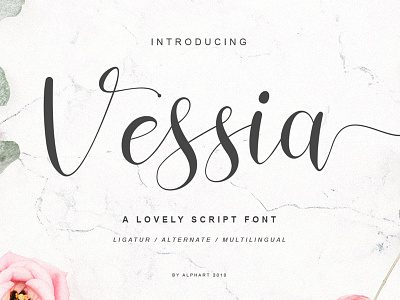 Vessia a lovely script font branding calligraphy children getting card headline logo romantic script stylish wedding