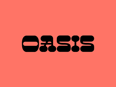Oasis heavy letterform lettering logo mid century red red and black