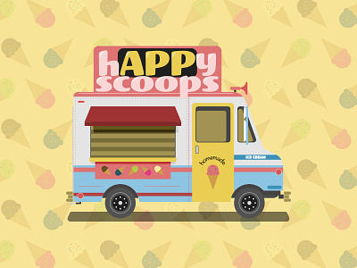 hAPPy scoops app cone cream happy ice illustration scoops truck