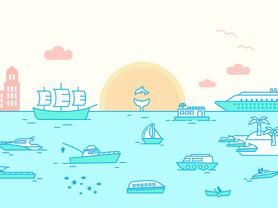 Sunset scenery illustration design flat illustration vector