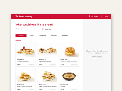 Tim Hortons Catering web redesign