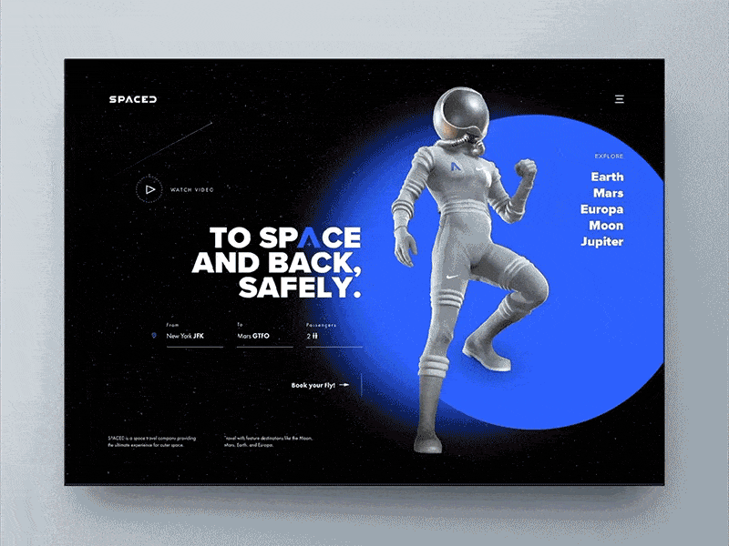 S P A C E D _ Web Concept app booking design logo mars space spaced spacedchallenge spacetravel ui ux web