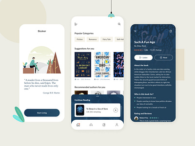 Reading and Audiobook Concept app app audiobook clean design flat mobile modern reading ui ui design uidesign ux
