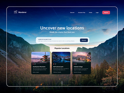 Wanderer Website Concept adventure app clean design exploration modern travel ui uiux ux