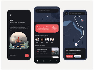 Running with friends app concept