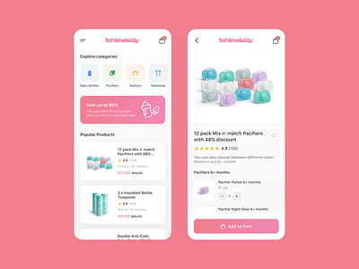 Herobility Concept App app baby clean design ecommerce ecommerce shop mobile modern product ui ux