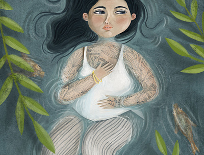 Still in the Water book illustration editorial illustration portrait