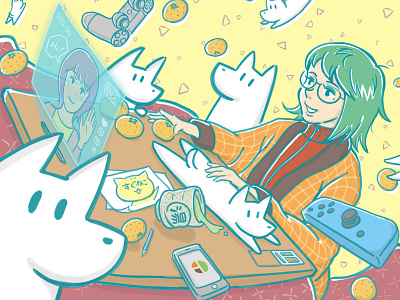 Kotatsu dog drawing game girl graphic graphic design illust illustration japan orange suguneko