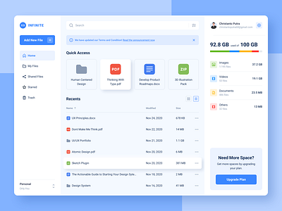 File Manager Dashboard cloud cloud app dashboard drive file file manager management product design storage ui uiux user interface design web design website