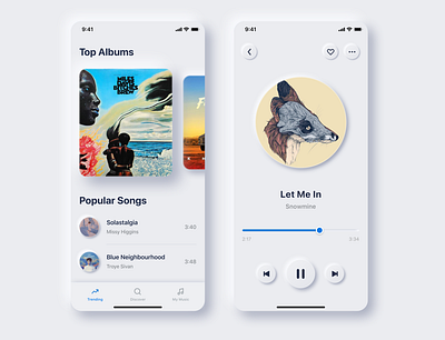 Neumorphic Music App mobile app mobile app design mobile design mobile ui music music app neumorphic neumorphism product design ui uiux ux