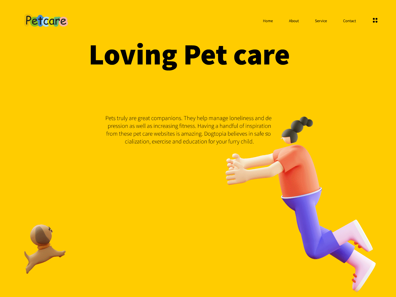 Pet care - Hero Section animation hero section petcare ui