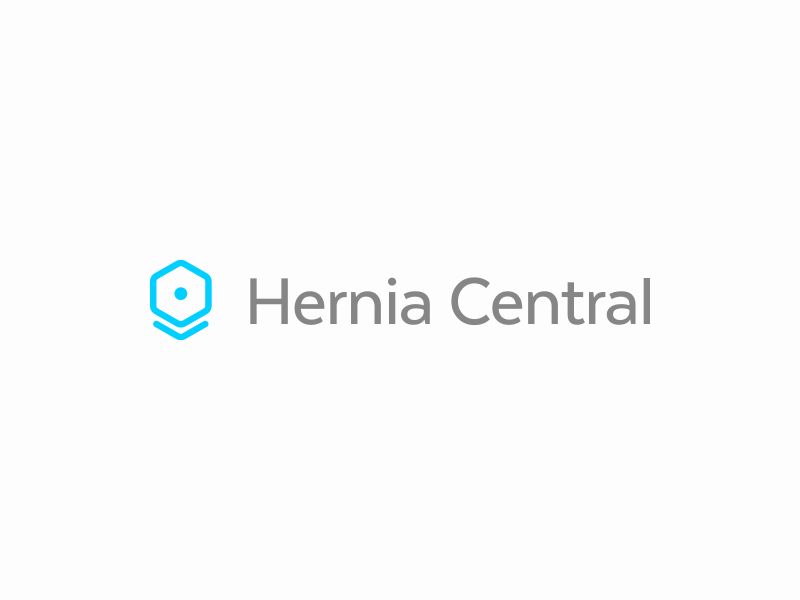 Hernia Central Logo 2017 blue branding emblem hernia hexagon logo logotype medical practice
