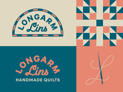 Longarm Lins branding design illustration logo monoline needle pattern quilting sewing simple type typography vector