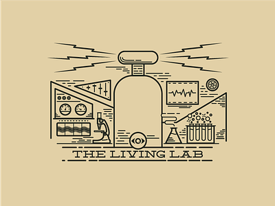 The Living Lab beaker dial illustration lab laboratory lightning lines nob popular science tesla vector
