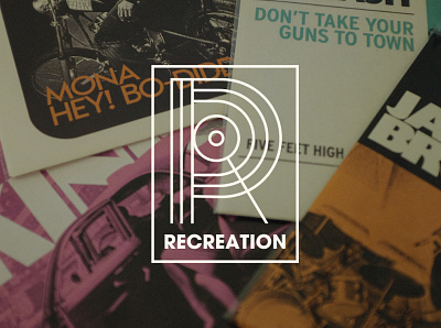 Recreation Records album cover branding design illustration logo monoline records type typography vector vinyl